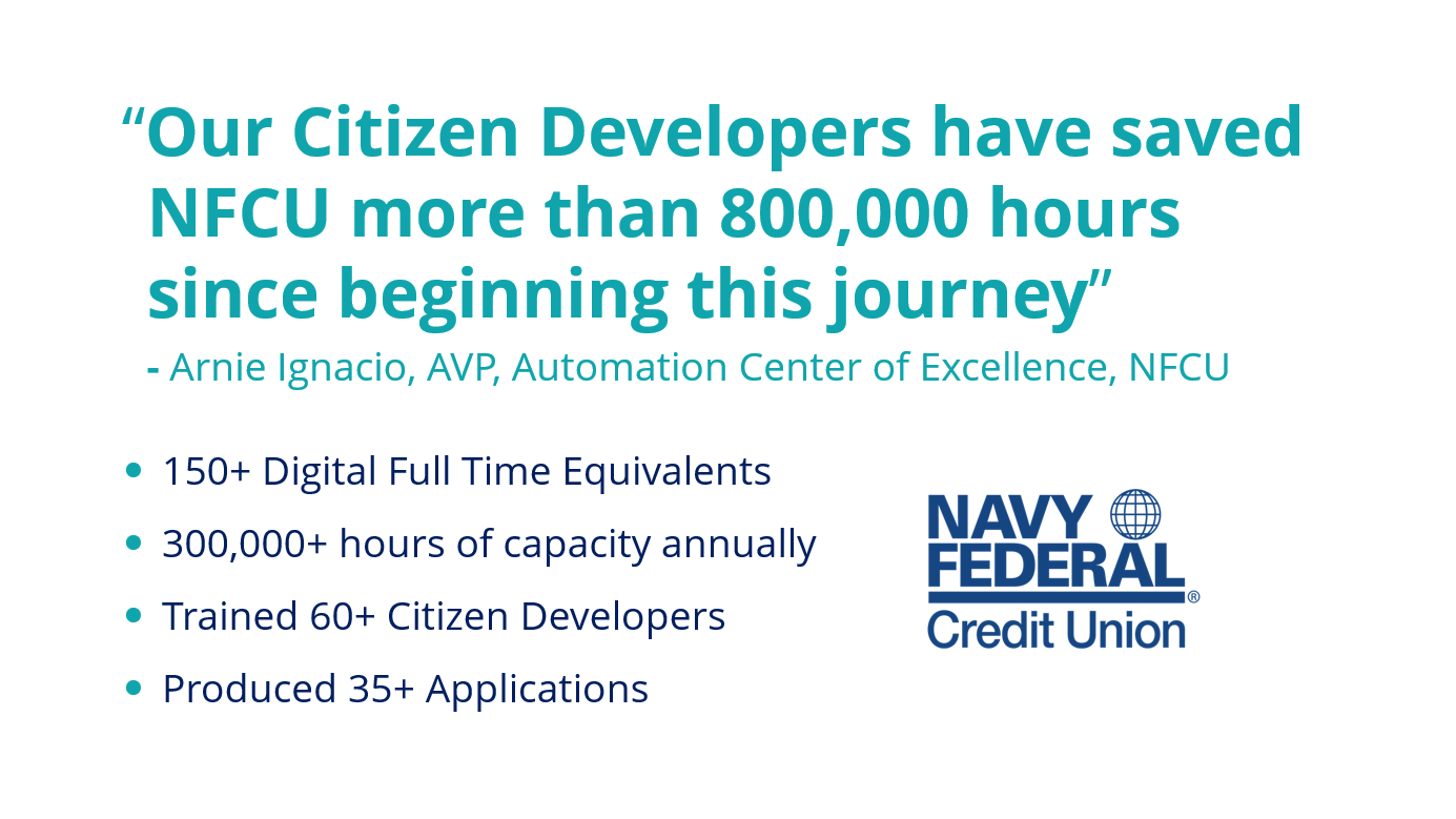 NFCU citizen developers saved more than 800,000 hours