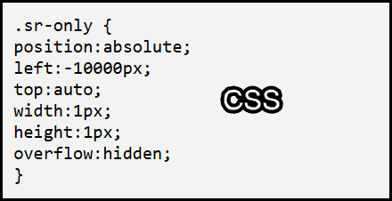 An example of CSS styles that allow for an element to be positioned off-screen, selected by a specific class
