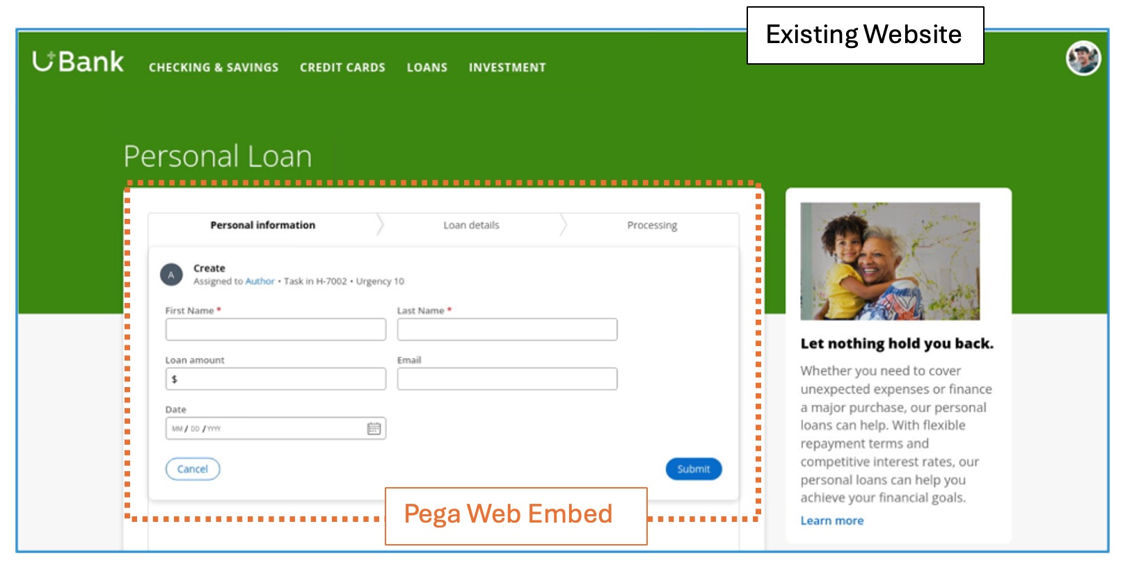 Pega web-embed on a web site