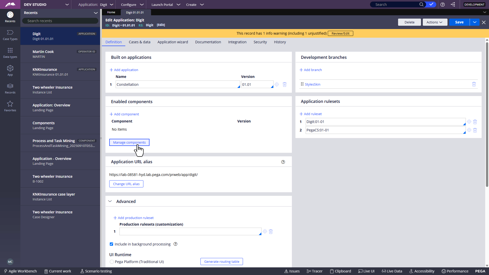 App Studio Integration Application Definition.