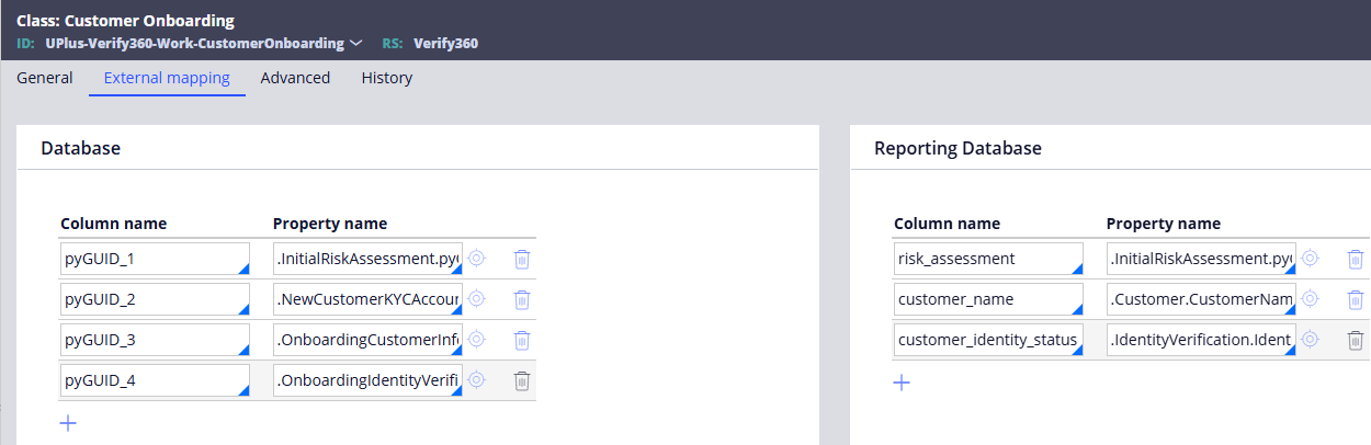The External Mapping tab of the Class Rule.