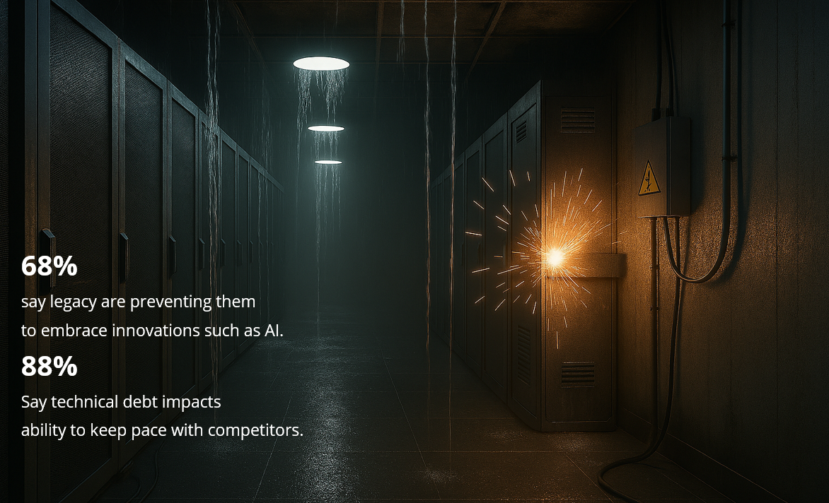 68% say legacy preventing innovation, 88% say tech debt impacts pace