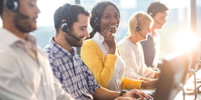 woman on headset