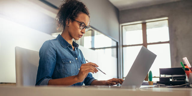 Woman working on computer