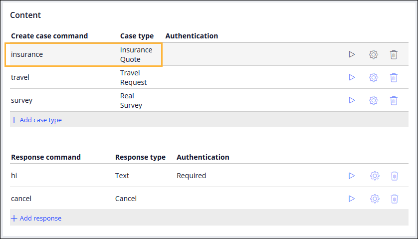 Sample create case command for a case type