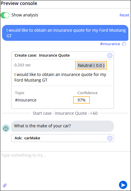 Sample user input analysis