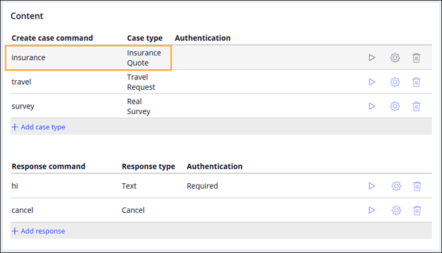 Adding the create case command to the case type.
