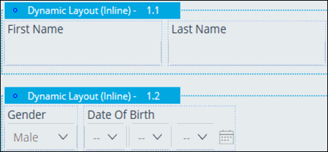 An example of a dynamic layout with personal information