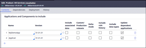 Updating dependent applications on the product rule form